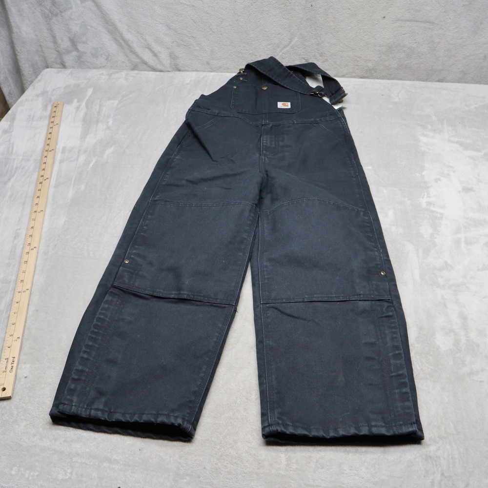 Carhartt Overalls Kids 10 Black Duck Washed Quilt Lined Double Knee Insulated